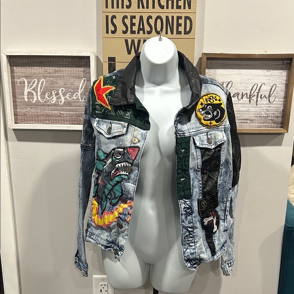 Reason Multicolor Patchwork Bomber Jacket NWT - image 1